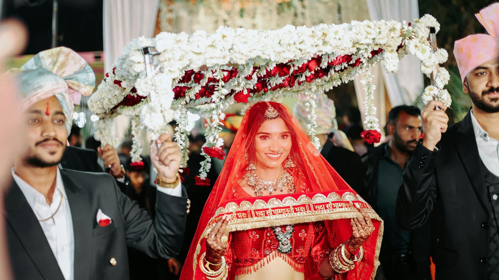 Stunning bride making a dramatic and elegant entrance